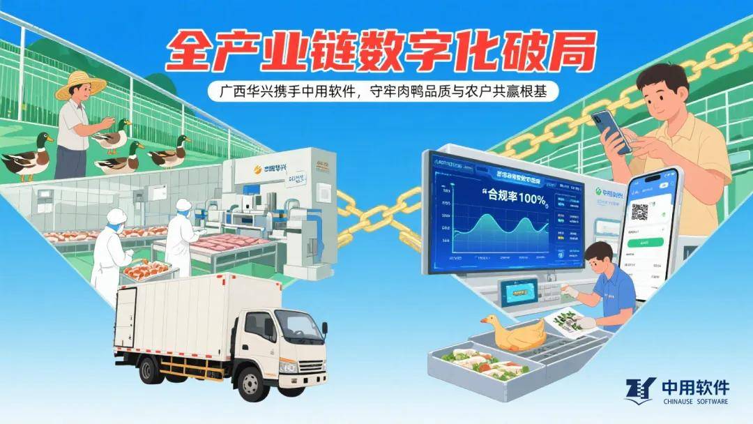 中用软件客户案例 全产业链数字化破局：广西华兴携手中用软件守牢肉鸭品质与农户共赢